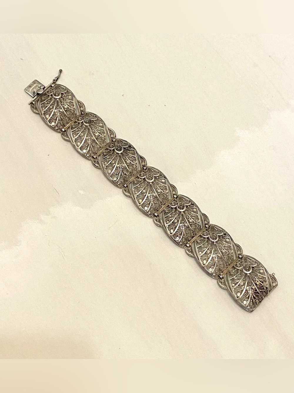 Vintage 835 Silver Spun Silver Chunky Bracelet - Picture 6 of 12